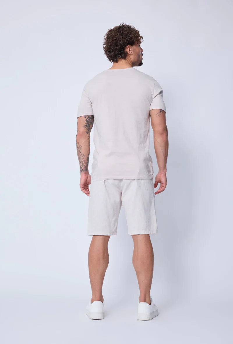 Effen poloshortset met linneneffect