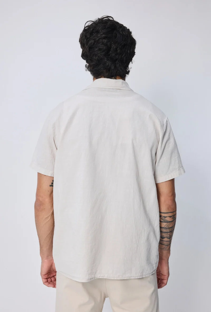Effen overhemd met korte mouwen en een relaxte pasvorm