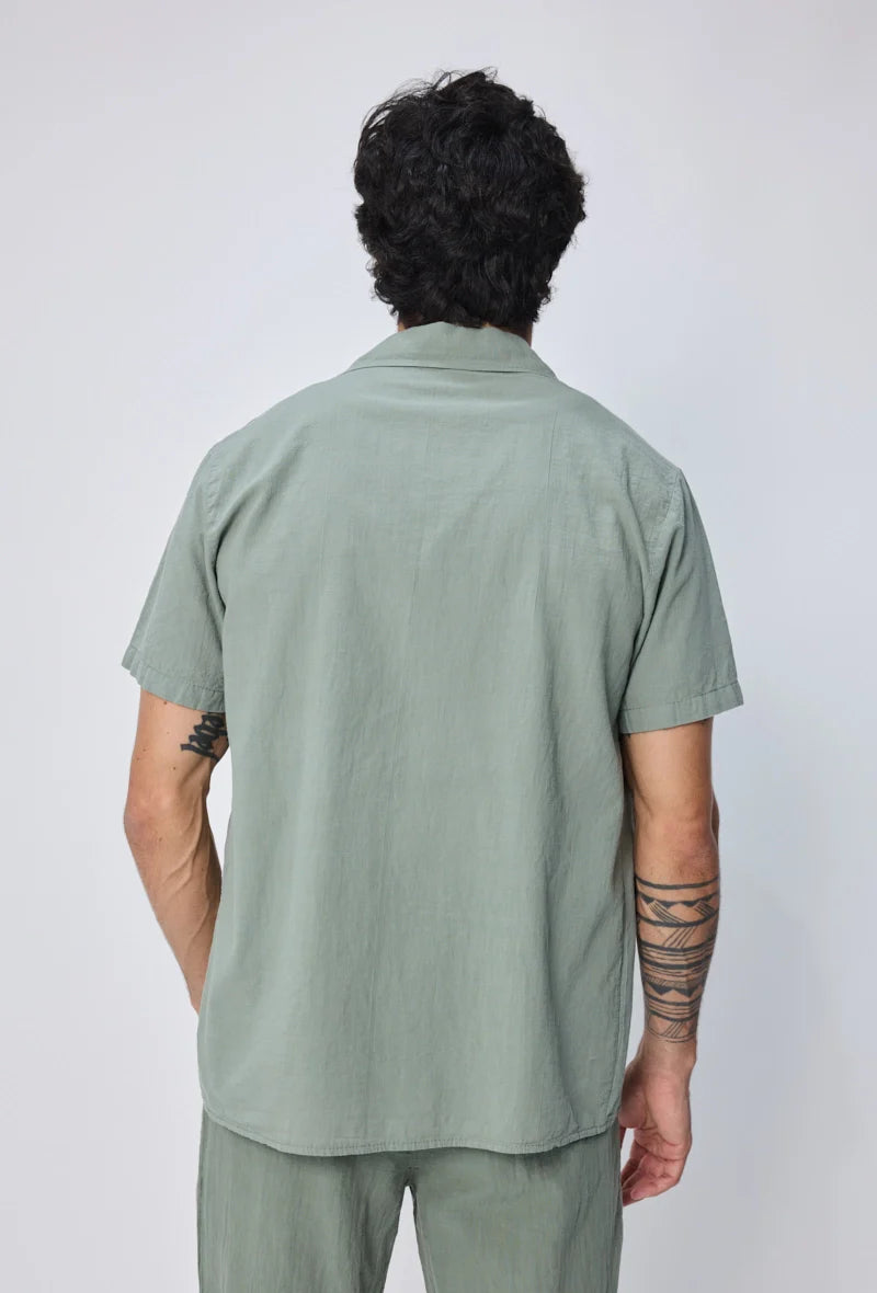 Effen overhemd met korte mouwen en een relaxte pasvorm