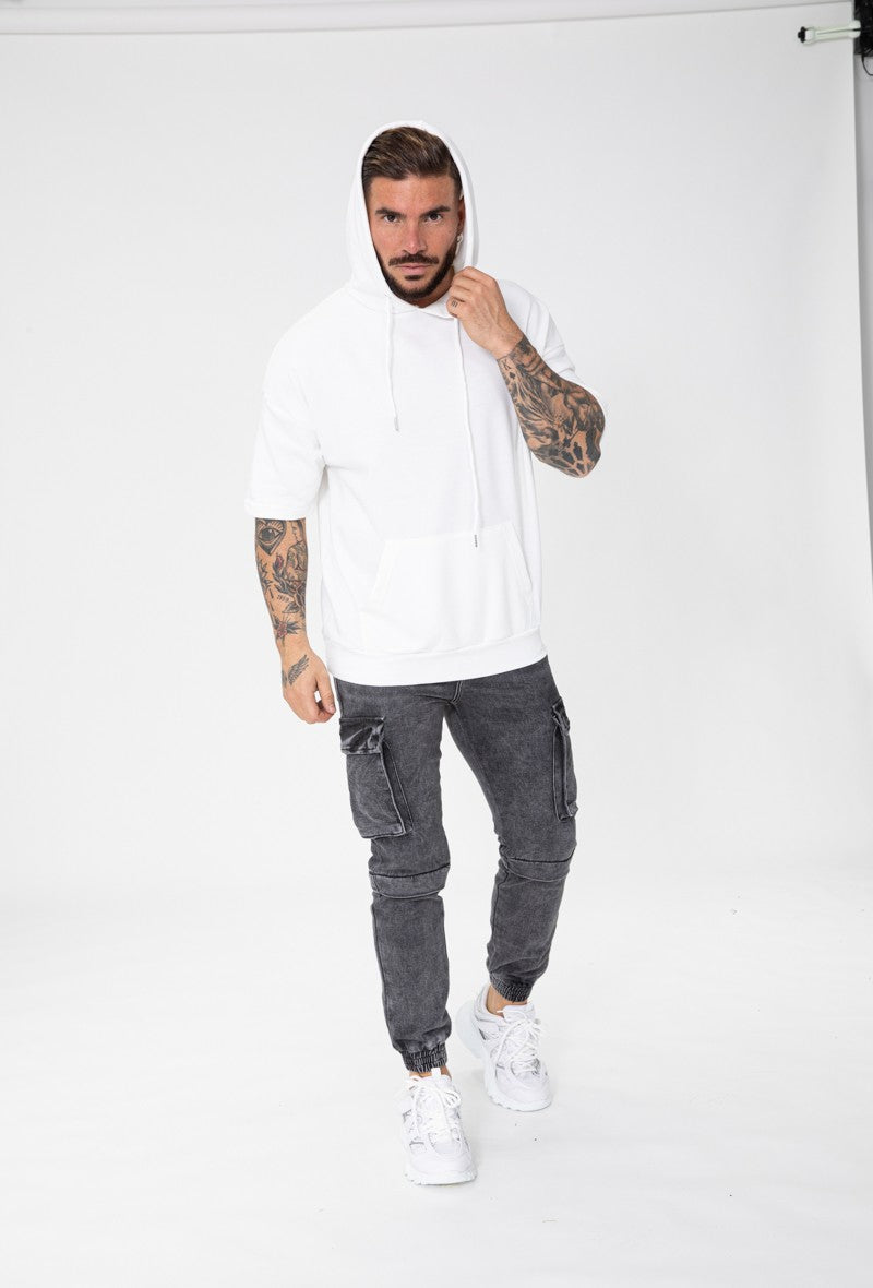 Sweatshirt met logo en korte mouwen