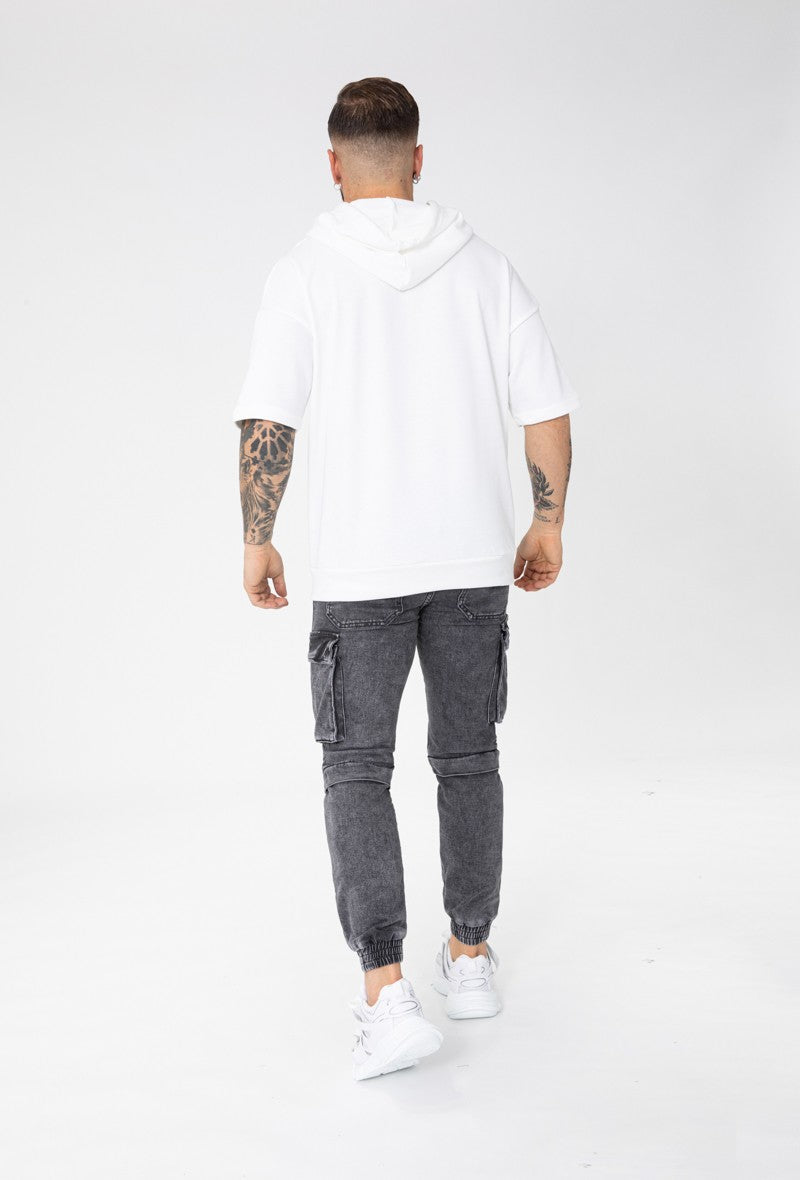 Sweatshirt met logo en korte mouwen