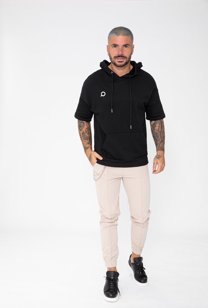 Sweatshirt met logo en korte mouwen