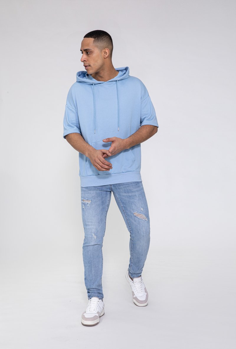 Sweatshirt met logo en korte mouwen