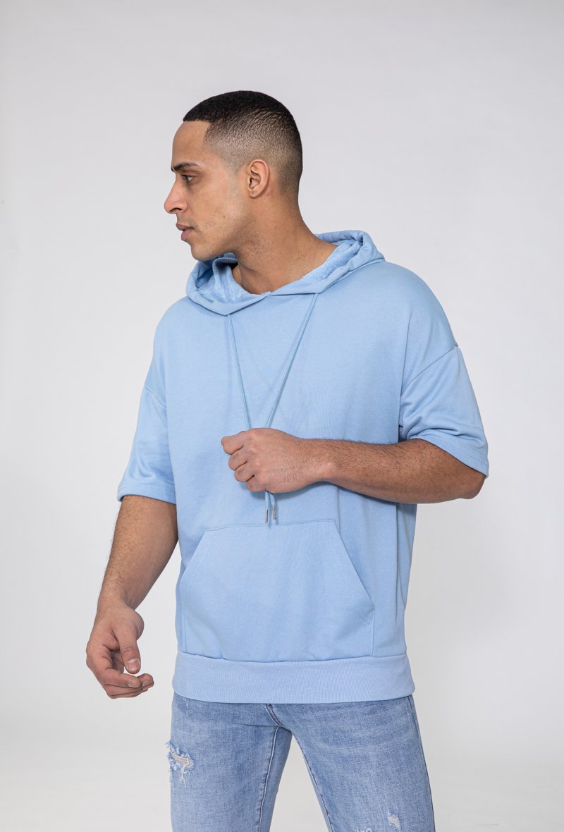 Sweatshirt met logo en korte mouwen