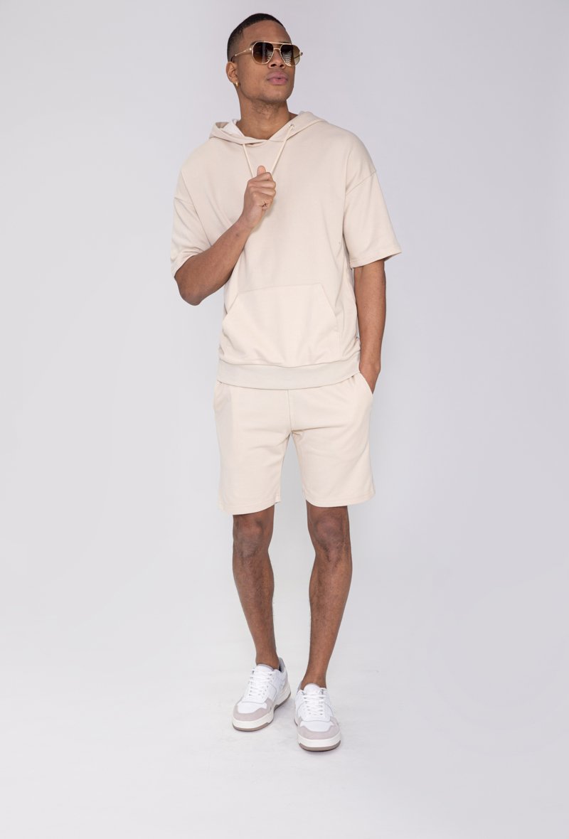 Sweatshirt met logo en korte mouwen