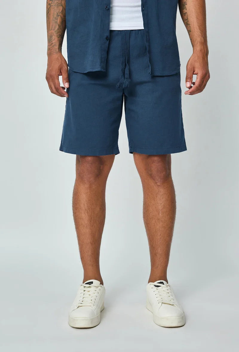 Lichtgewicht viscose shorts met linneneffect