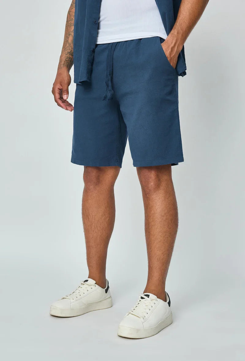 Lichtgewicht viscose shorts met linneneffect