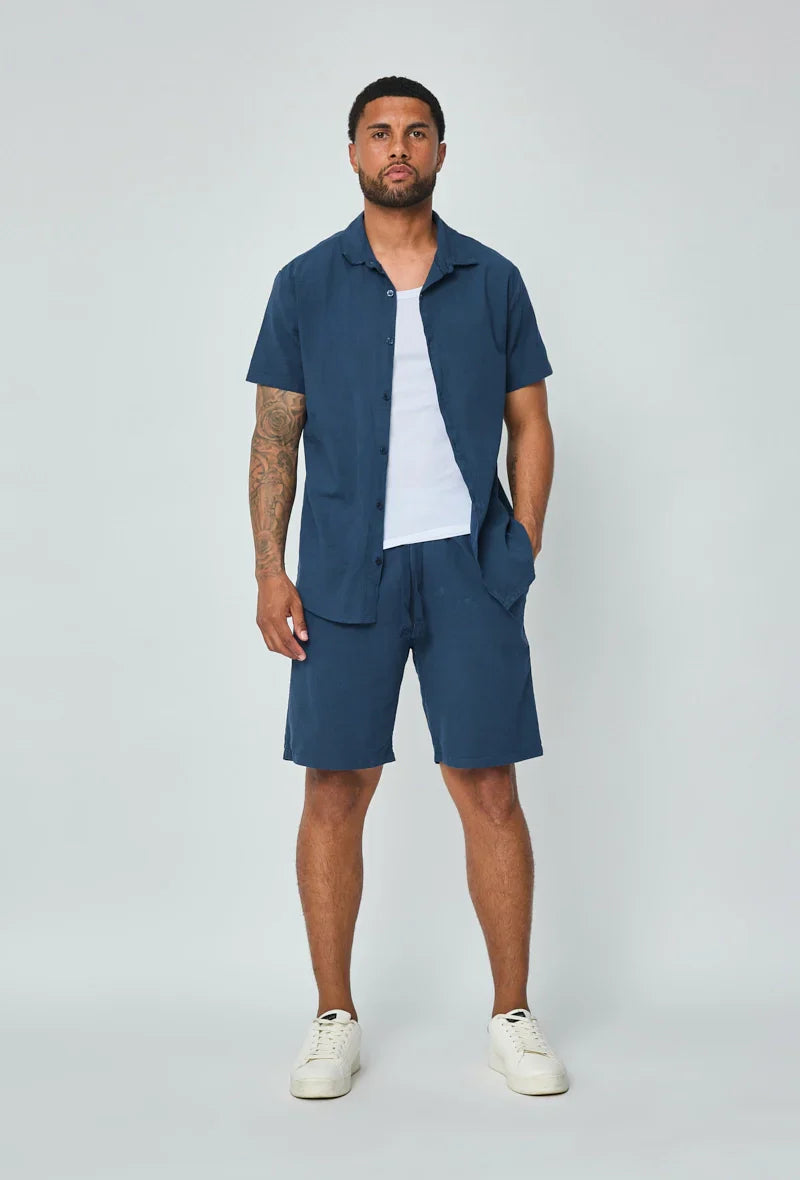 Lichtgewicht viscose shorts met linneneffect