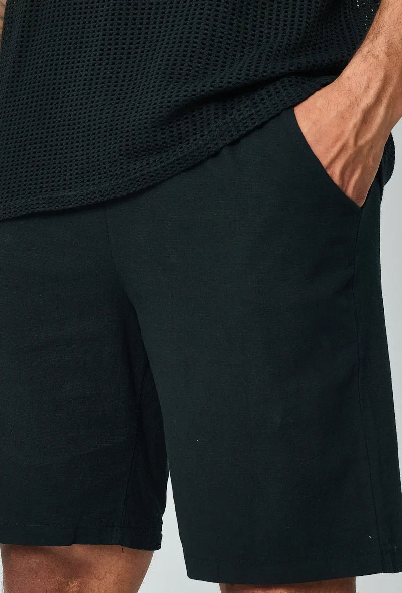 Lichtgewicht viscose shorts met linneneffect