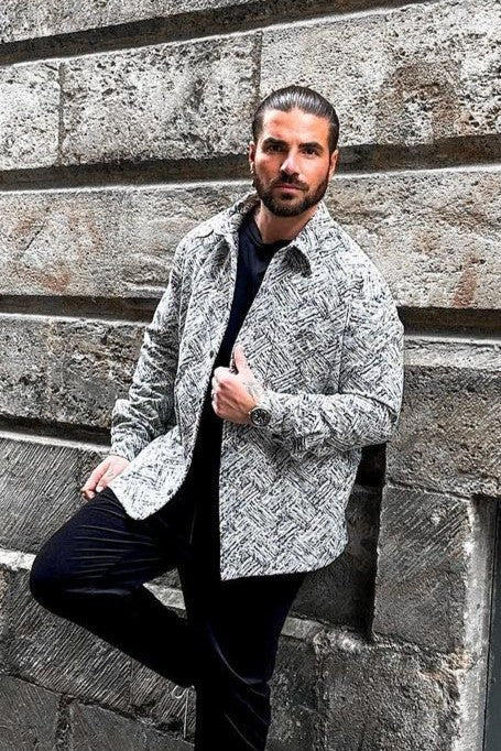 Azteekse print canvas overshirt