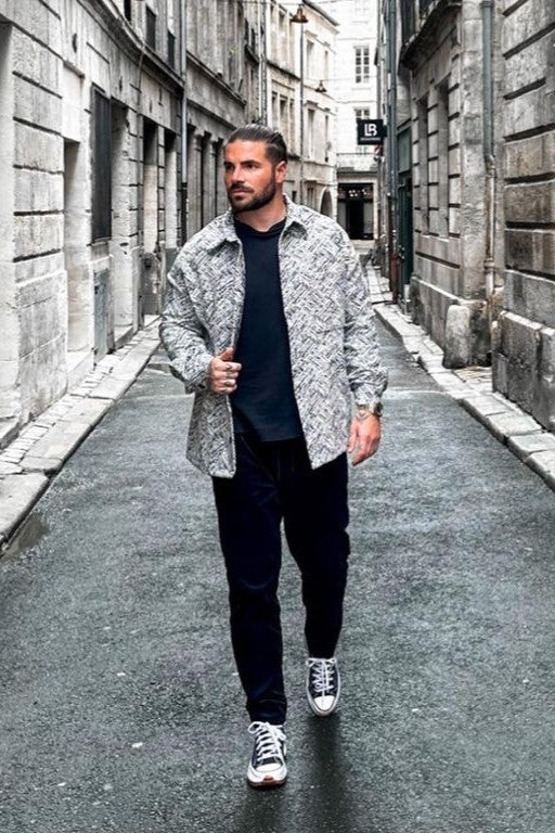 Azteekse print canvas overshirt