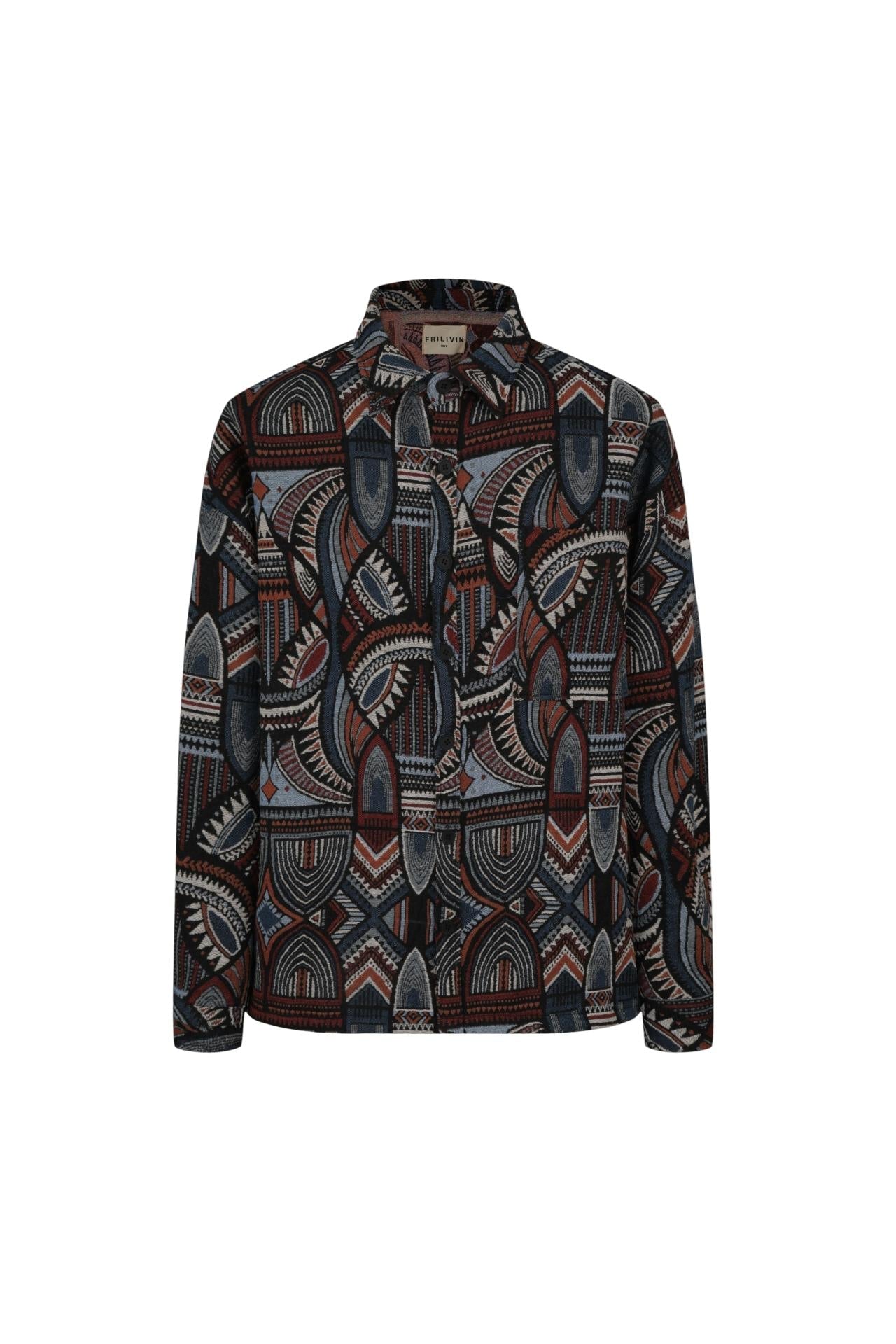 Azteekse print canvas overshirt