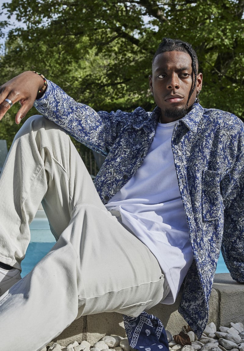 Azteekse print canvas overshirt