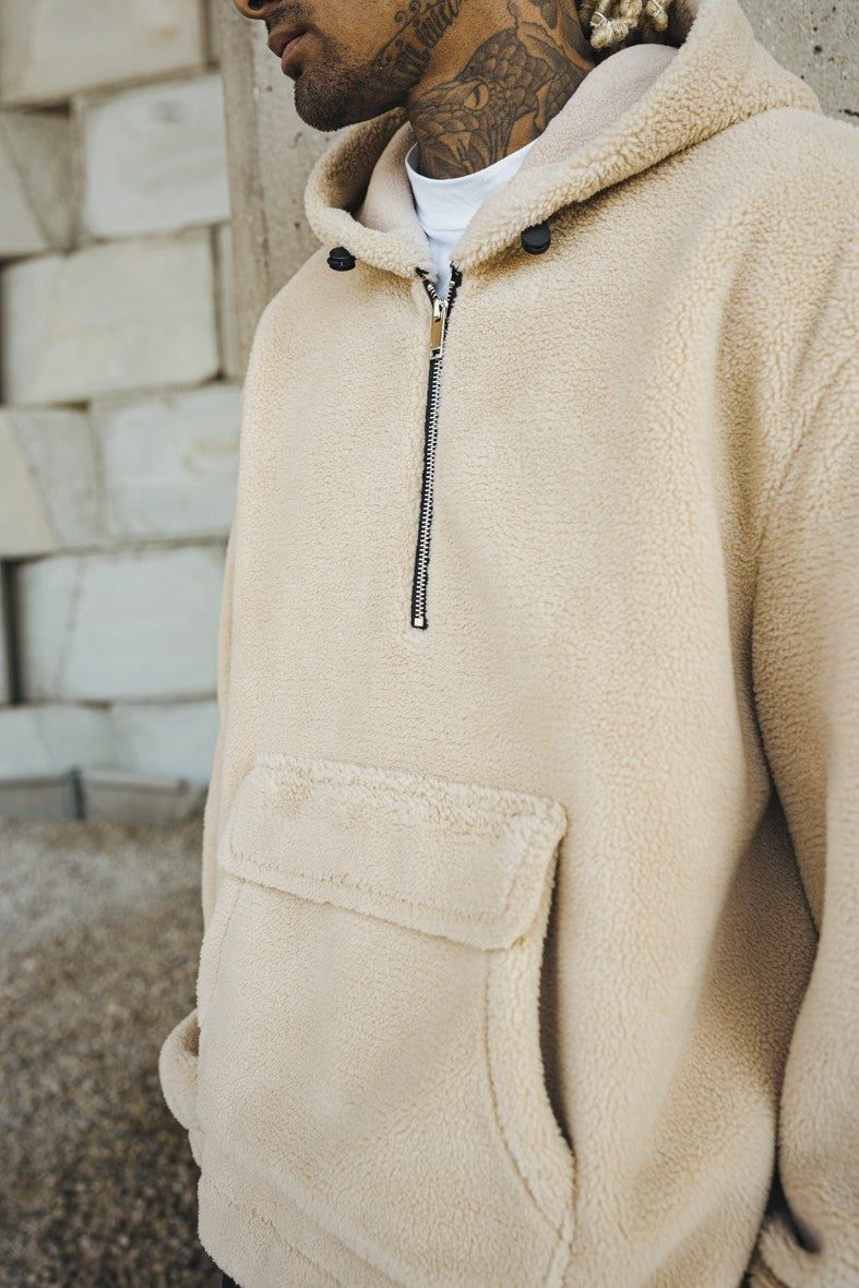 Fleece hoodie met rits