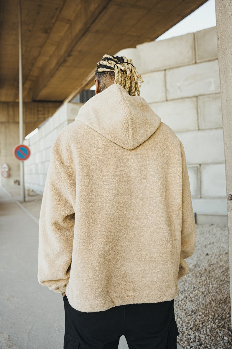 Fleece hoodie met rits