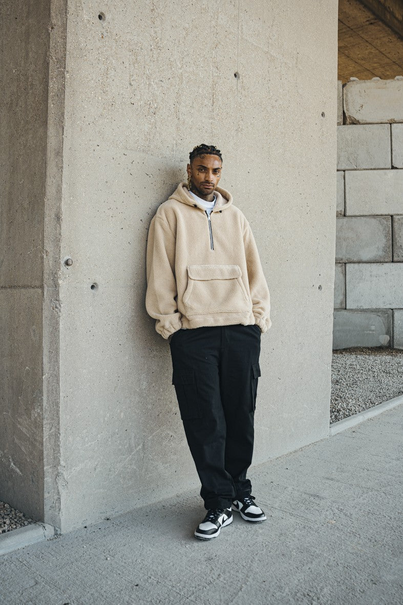 Fleece hoodie met rits