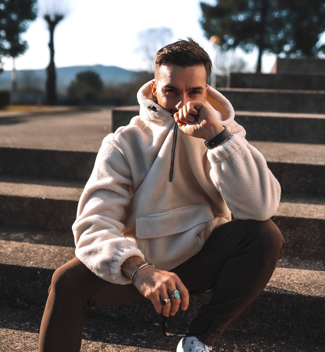 Fleece hoodie met rits