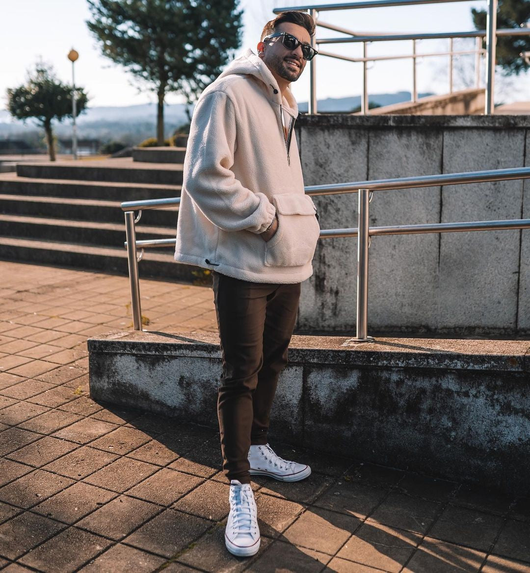 Fleece hoodie met rits