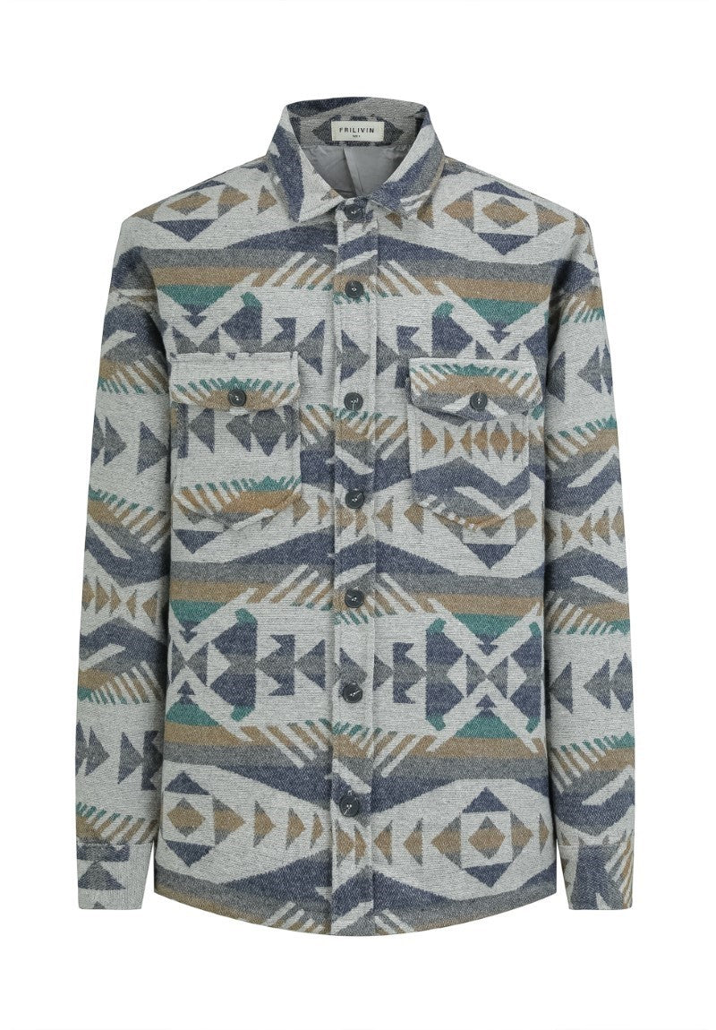 Geometrisch gebloemd overshirt