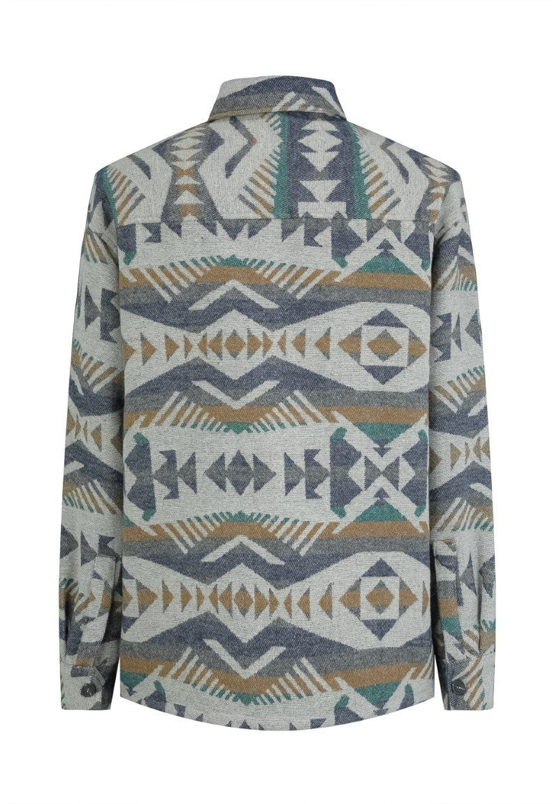 Geometrisch gebloemd overshirt