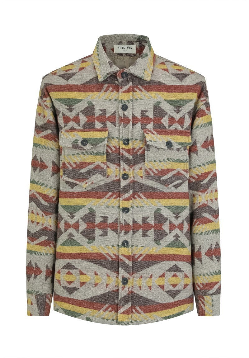 Geometrisch gebloemd overshirt