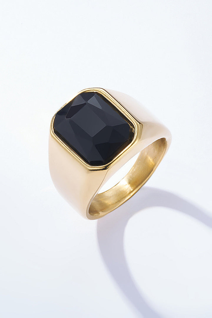 Zegelring met zwarte steen