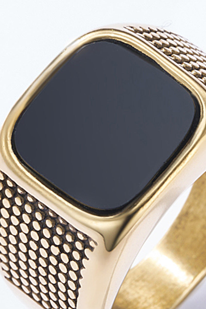 Zegelring met zwarte steen