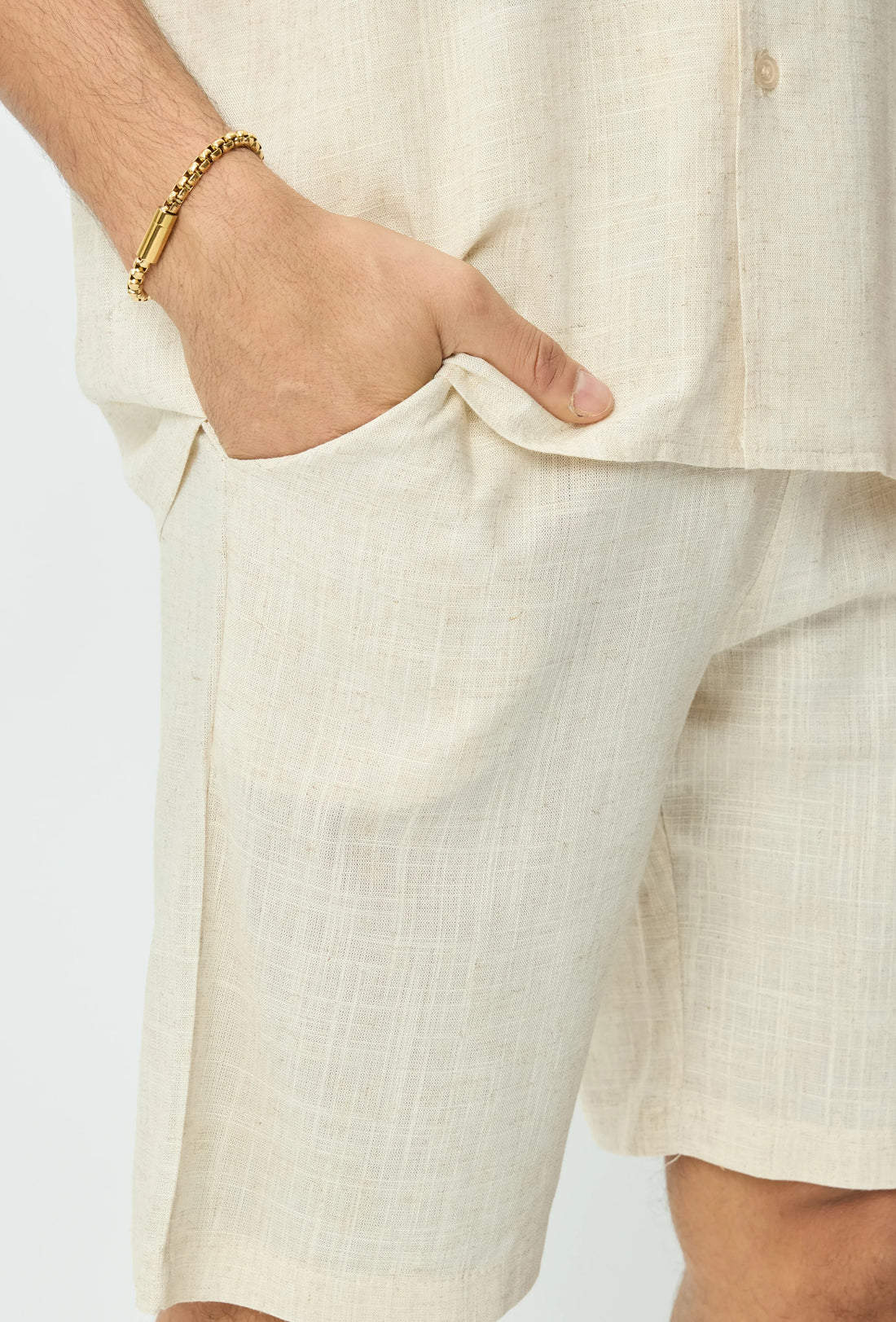 Korte broek met linneneffect