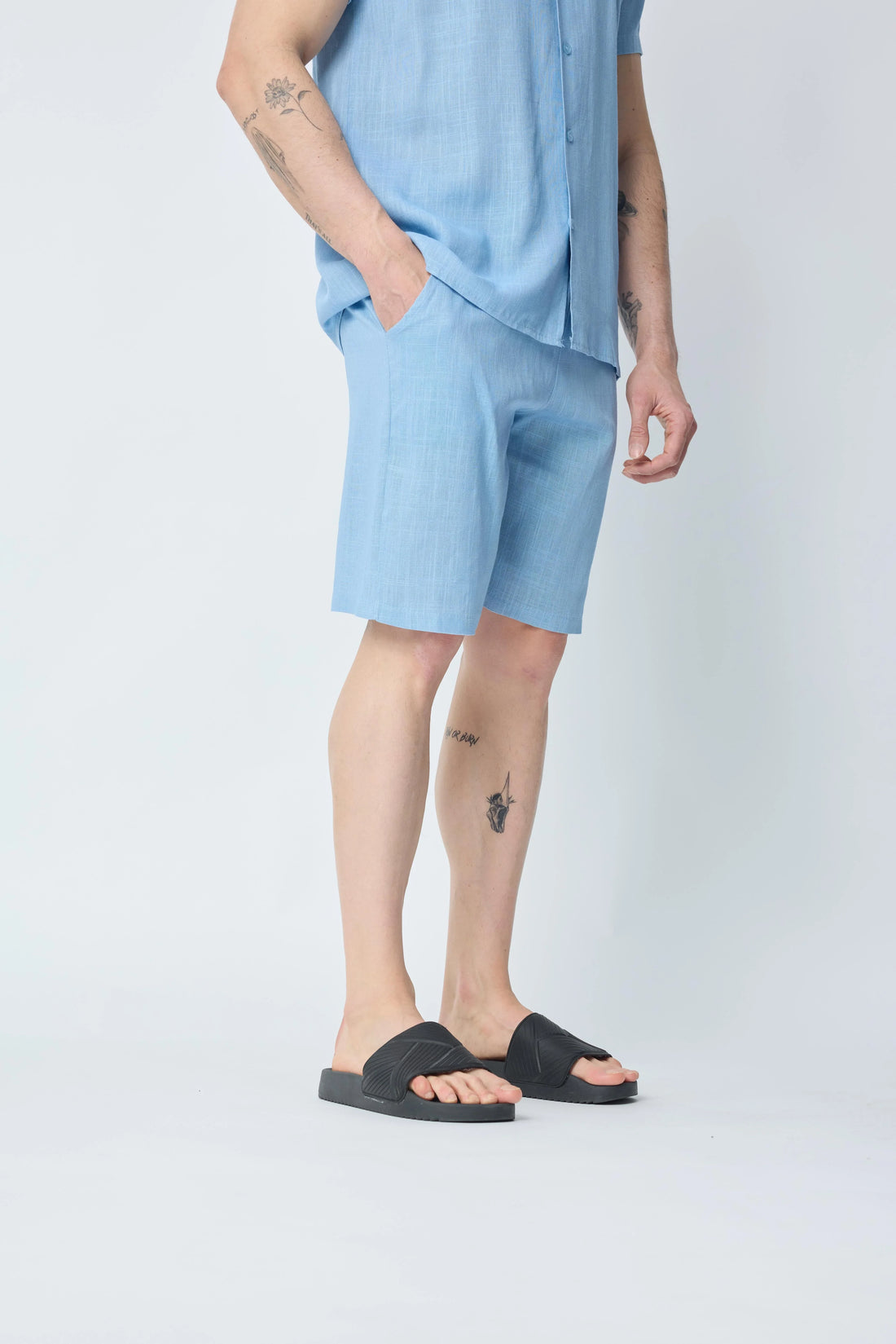 Korte broek met linneneffect