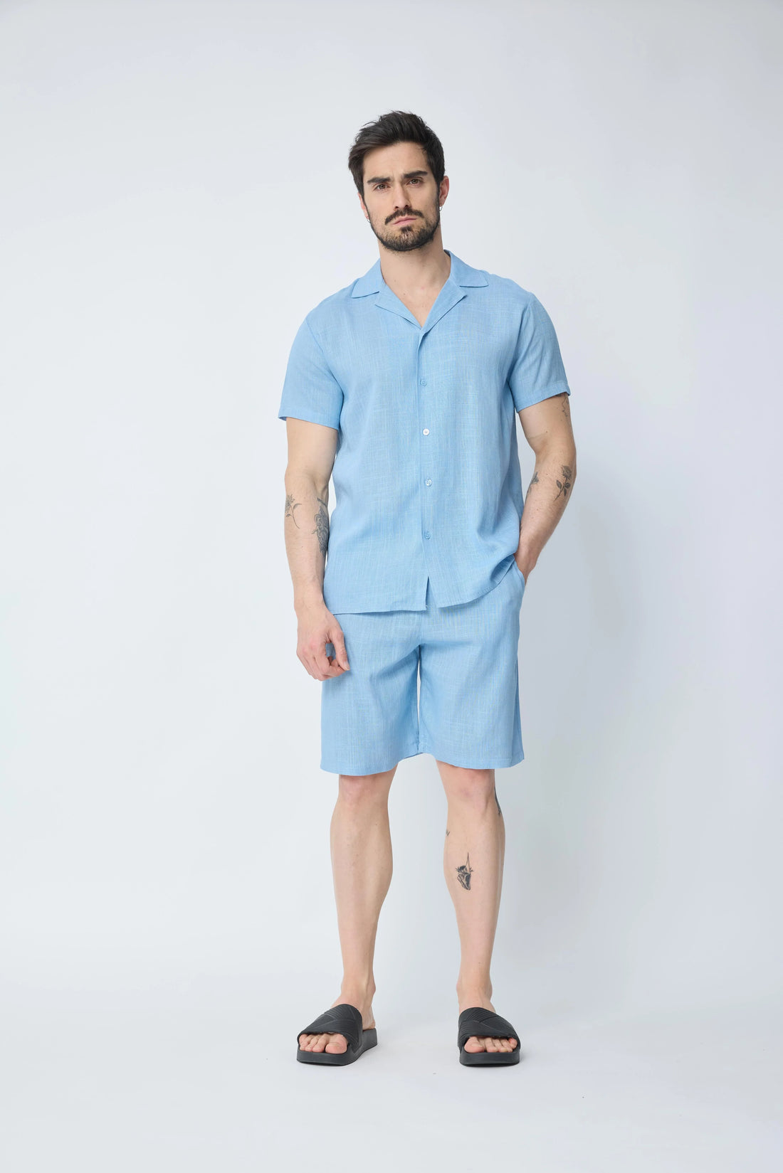 Korte broek met linneneffect