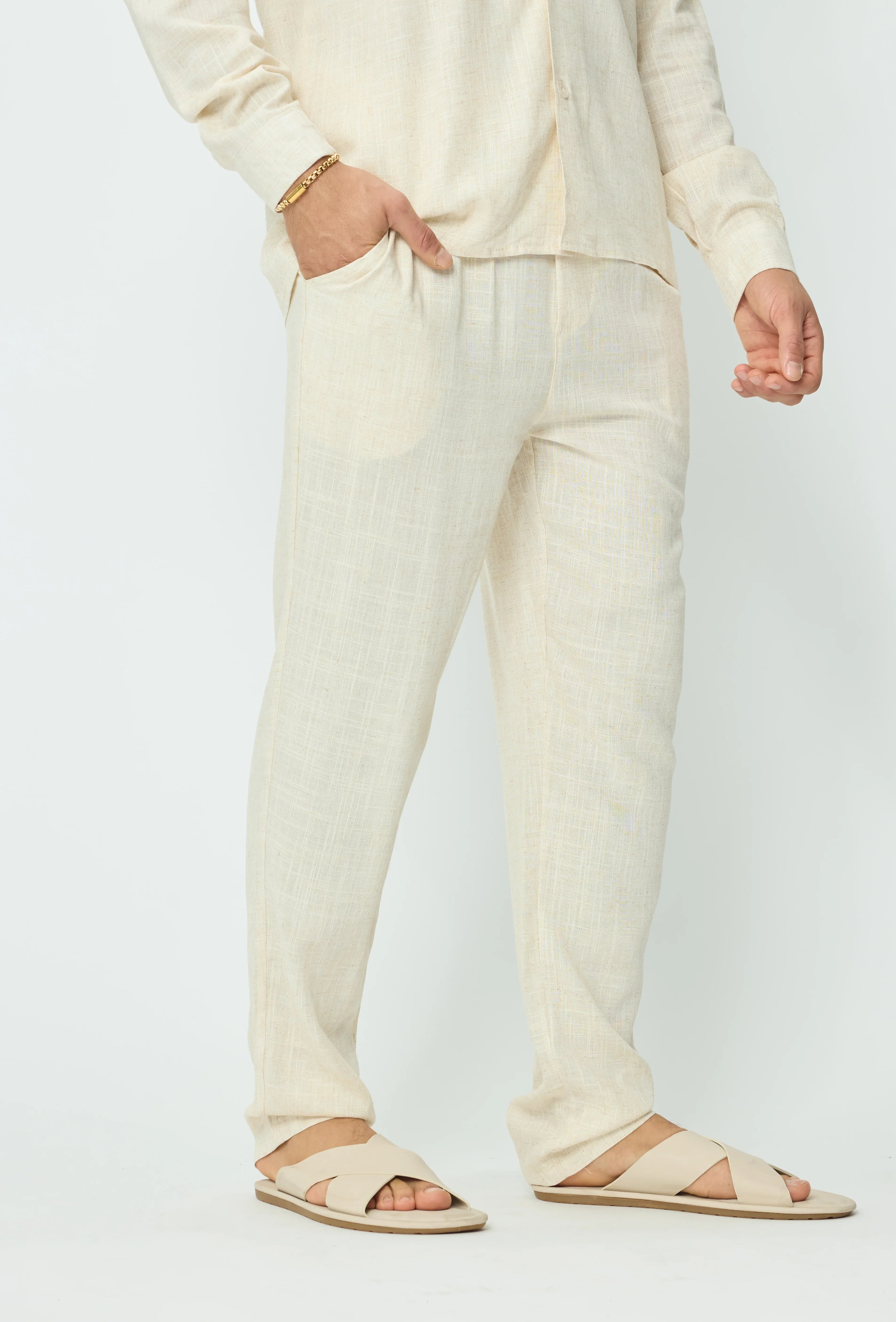 Broek met linneneffect