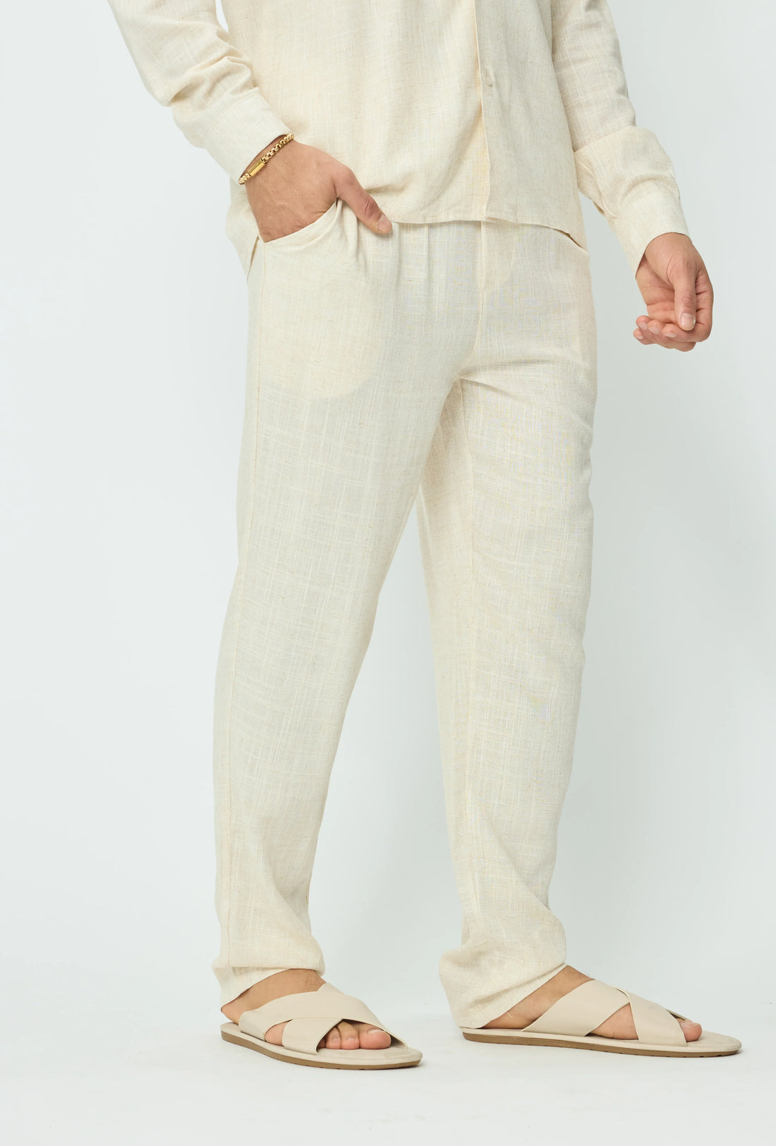 Broek met linneneffect