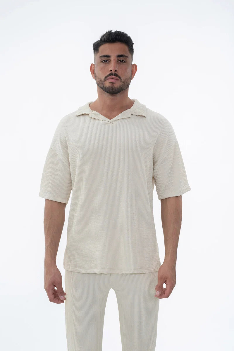 Set van effen geplooid T-shirt en broek