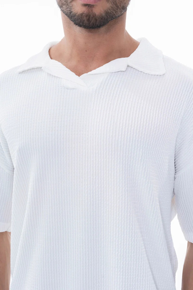 Set van effen geplooid T-shirt en broek