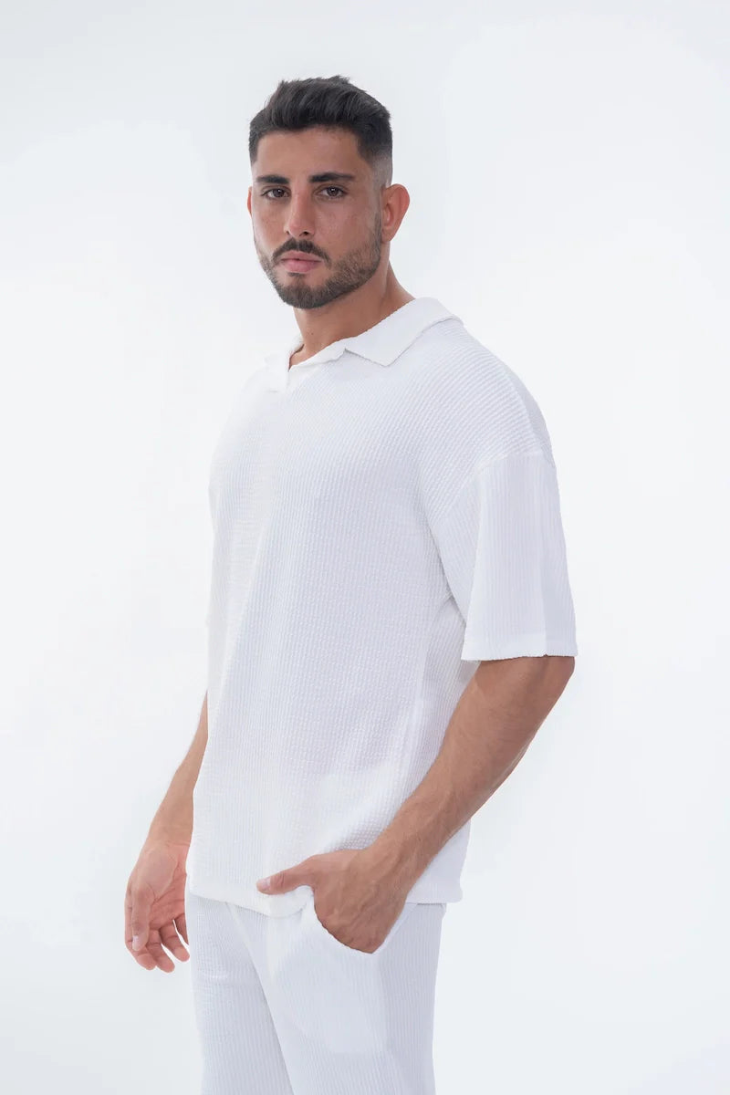 Set van effen geplooid T-shirt en broek