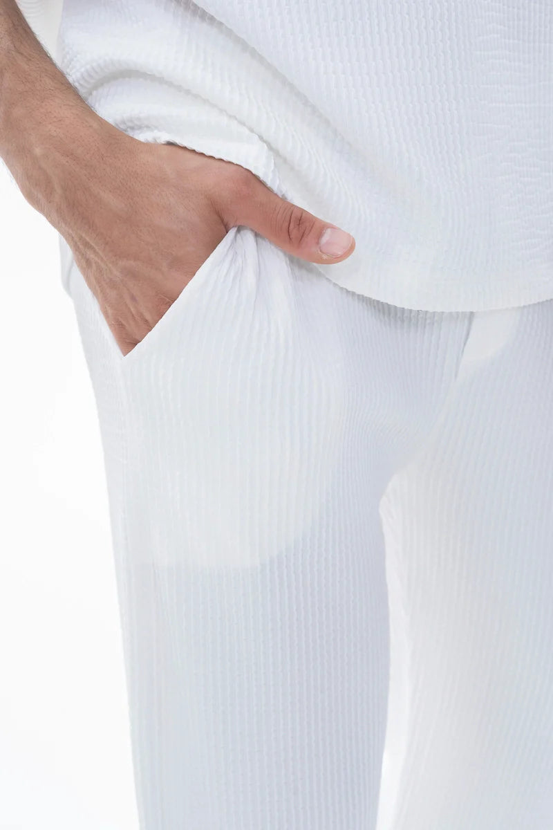 Set van effen geplooid T-shirt en broek