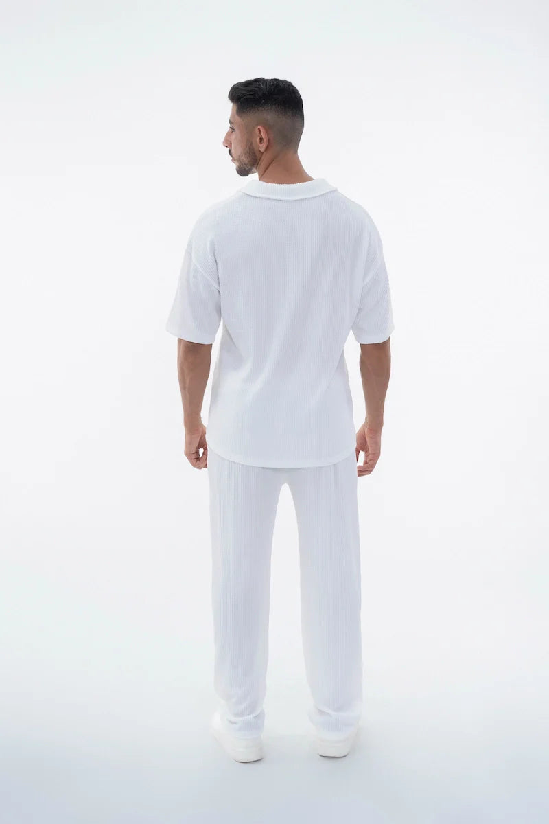 Set van effen geplooid T-shirt en broek