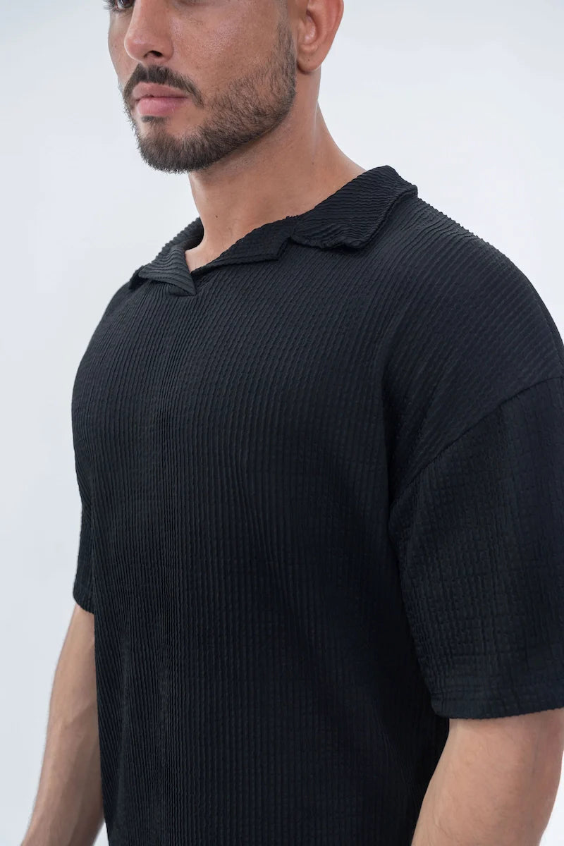 Set van effen geplooid T-shirt en broek