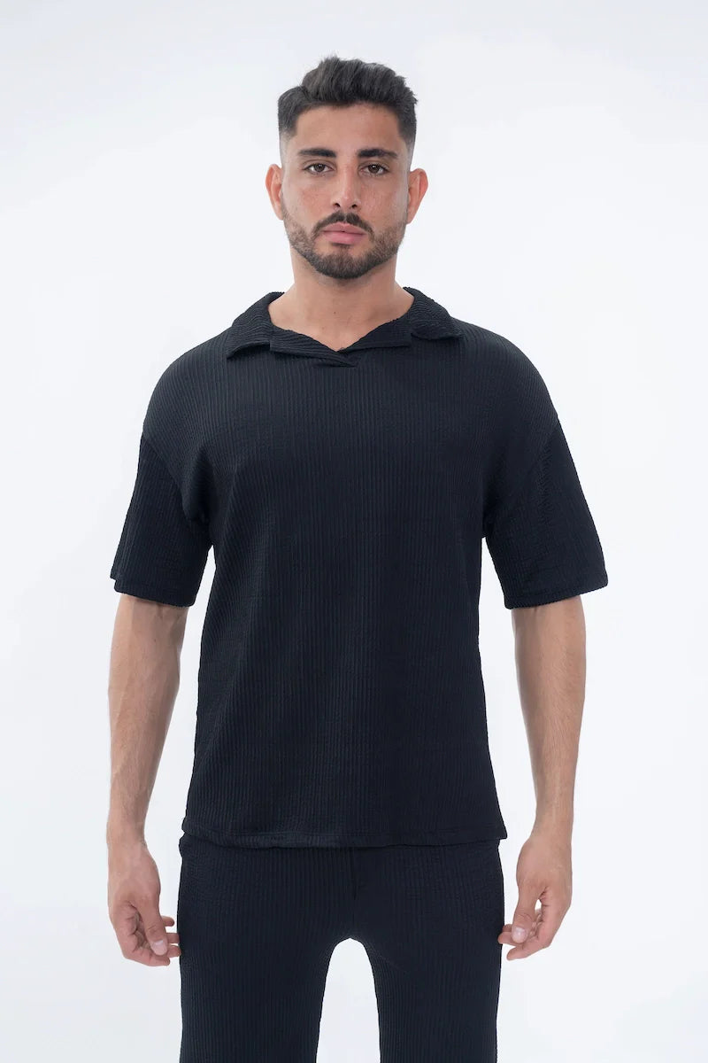 Set van effen geplooid T-shirt en broek