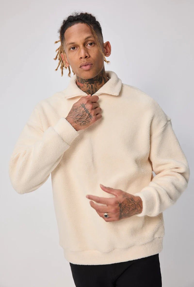 Effen sweatshirt met rits en reverskraag