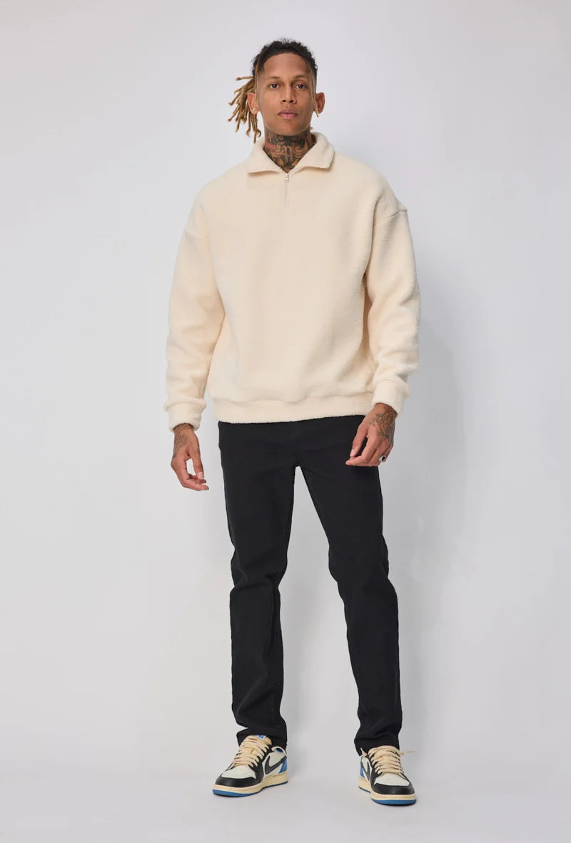 Effen sweatshirt met rits en reverskraag