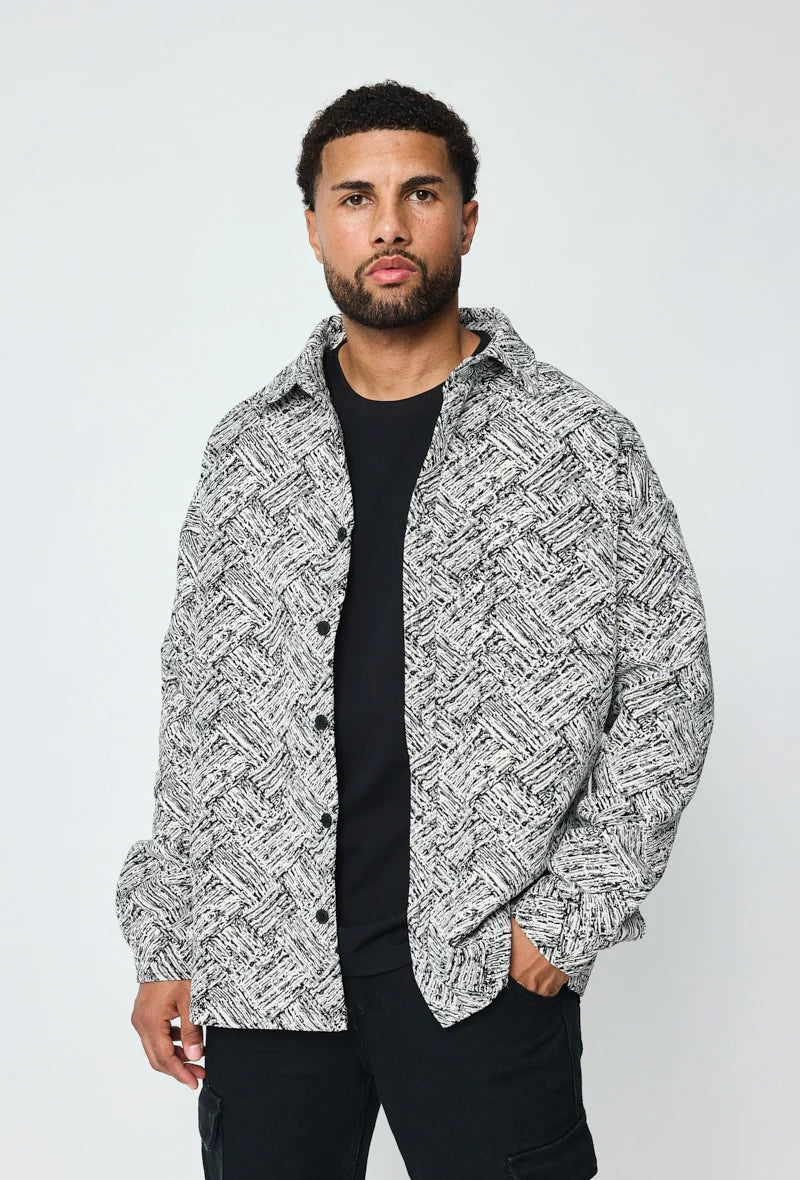 Azteekse print canvas overshirt