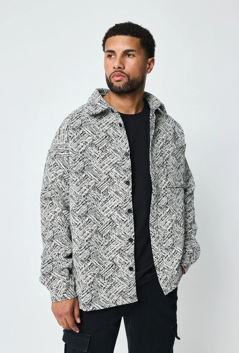 Azteekse print canvas overshirt