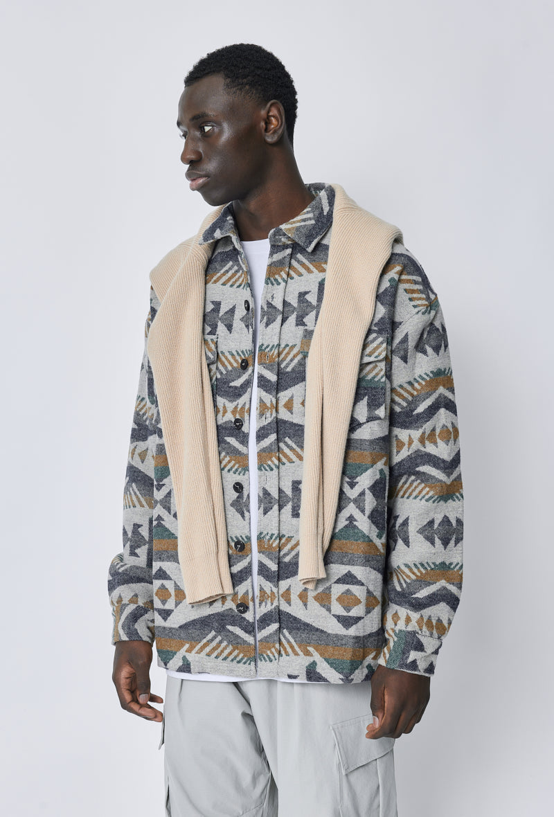 Geometrisch gebloemd overshirt