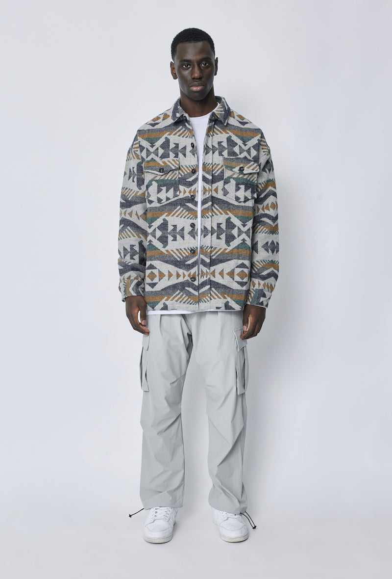 Geometrisch gebloemd overshirt