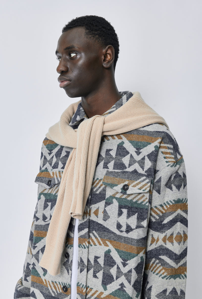 Geometrisch gebloemd overshirt