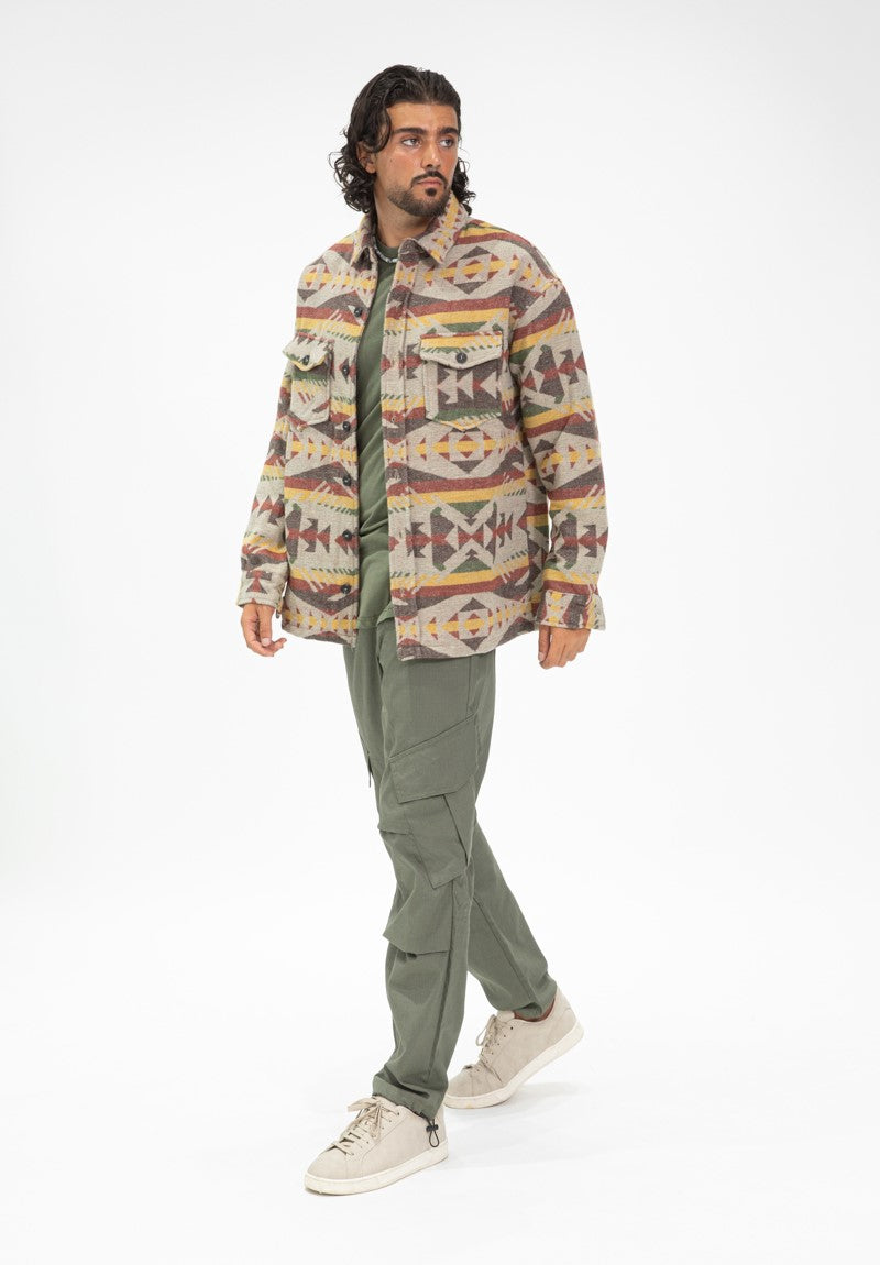 Geometrisch gebloemd overshirt