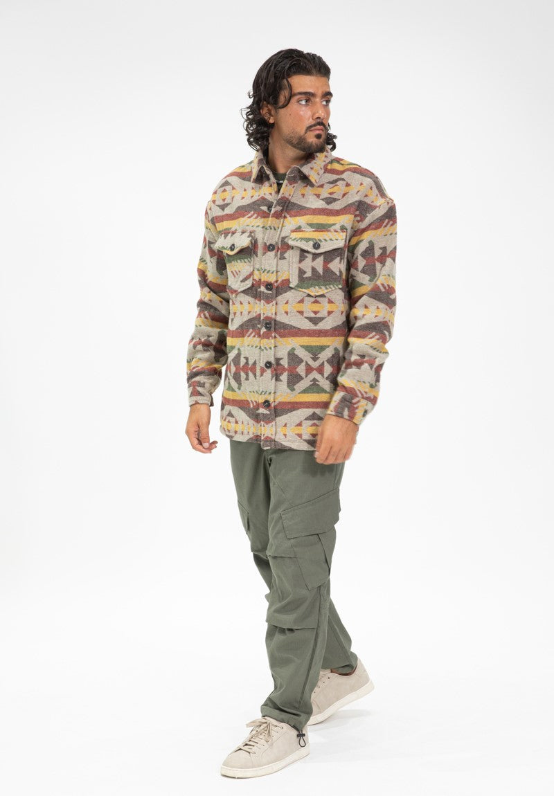 Geometrisch gebloemd overshirt