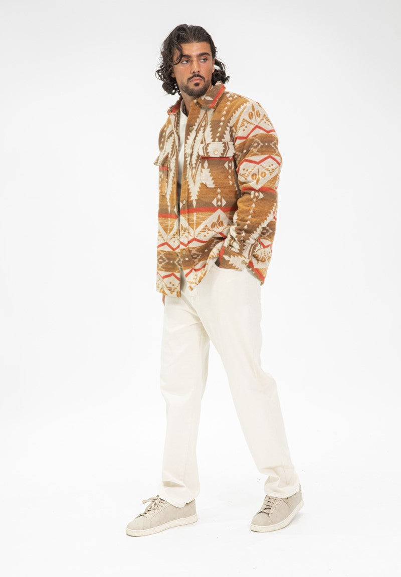 Overhemd met abstract patroon. Reverskraag