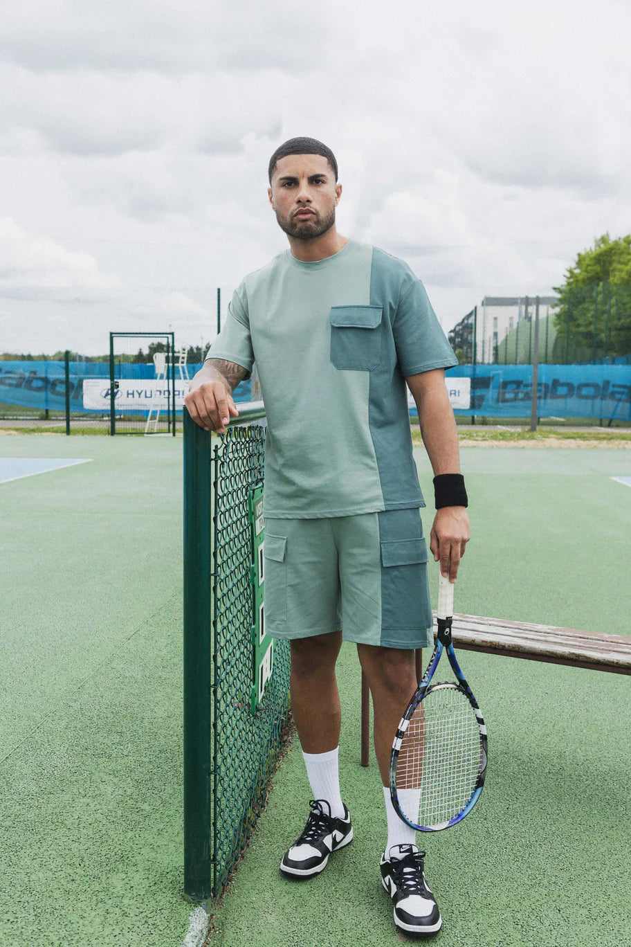 Set van tweekleurige T-shirt shorts